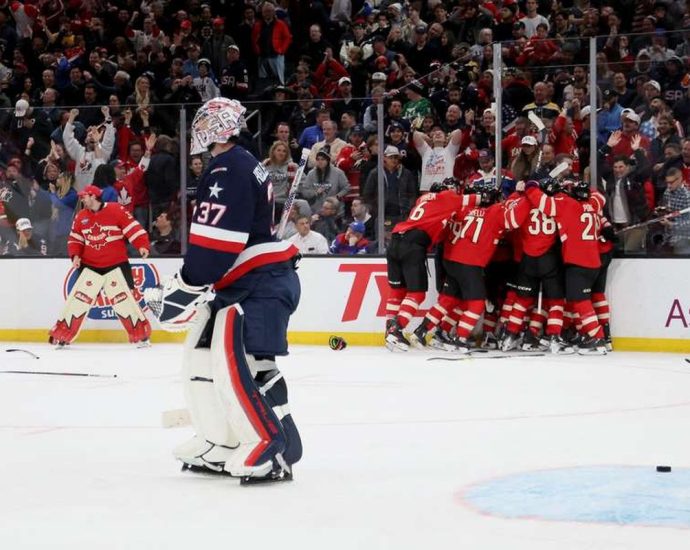 4 Nations Face-Off - USA hockey team celebrating tournament victory