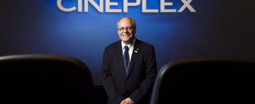 Canadian film box office - Interior view of a modern movie theatre with rows of red seats facing a large screen