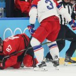 Crosby Olympic injury - Sidney Crosby skating during Olympic hockey game before suffering injury