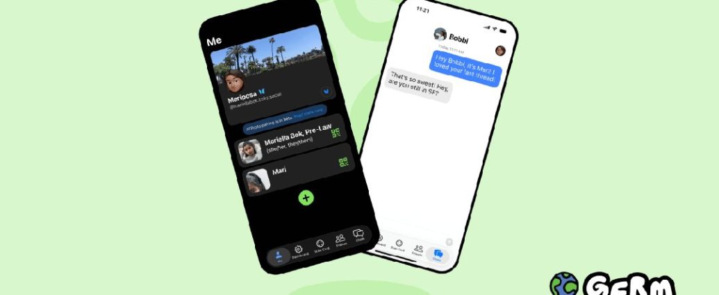 Germ private messenger Bluesky - Smartphone displaying encrypted messaging interface with security icons
