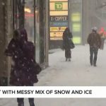 GTA winter storm - Cars driving through freezing rain and snow during a winter storm in Toronto