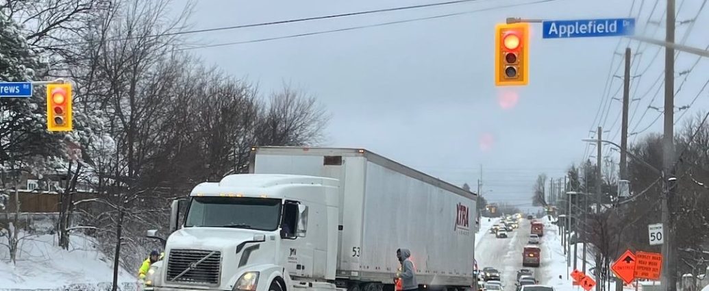 GTA winter storm - Ice-covered roads and power lines after winter storm in the Greater Toronto Area