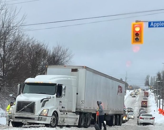 GTA winter storm - Ice-covered roads and power lines after winter storm in the Greater Toronto Area