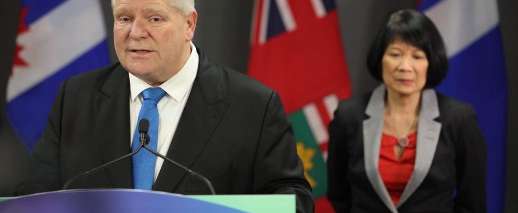 Olivia Chow re-election - Ontario Premier Doug Ford speaking to reporters at a press conference