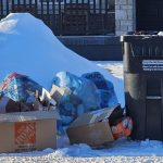 Peel recycling program - Multiple recycling and garbage bins showing the confusion residents face with new sorting rules