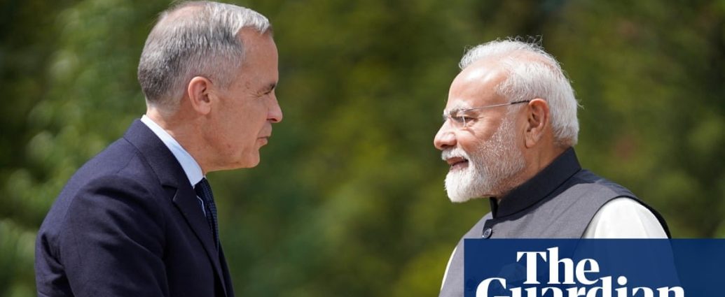 Carney India trade - Prime Minister Mark Carney shaking hands with Indian Prime Minister Narendra Modi during diplomatic meeting