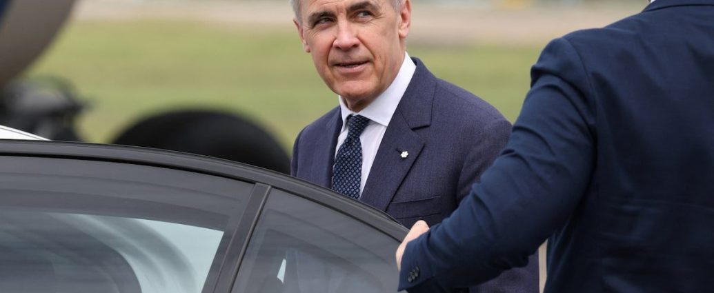 Carney Iran strikes - Mark Carney speaking at a podium about Canadian foreign policy decisions
