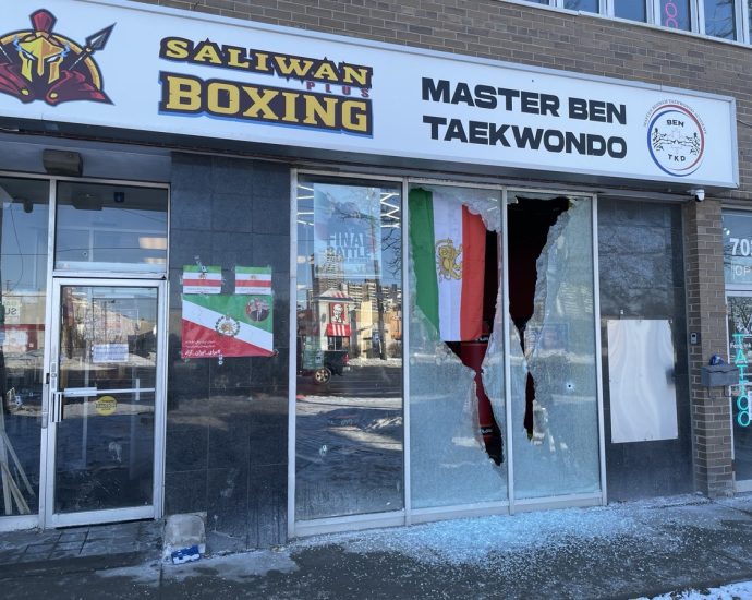 Thornhill Iranian gym shooting - Police tape and investigation equipment at a crime scene in the Greater Toronto Area